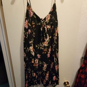 Black floral shift tank dress